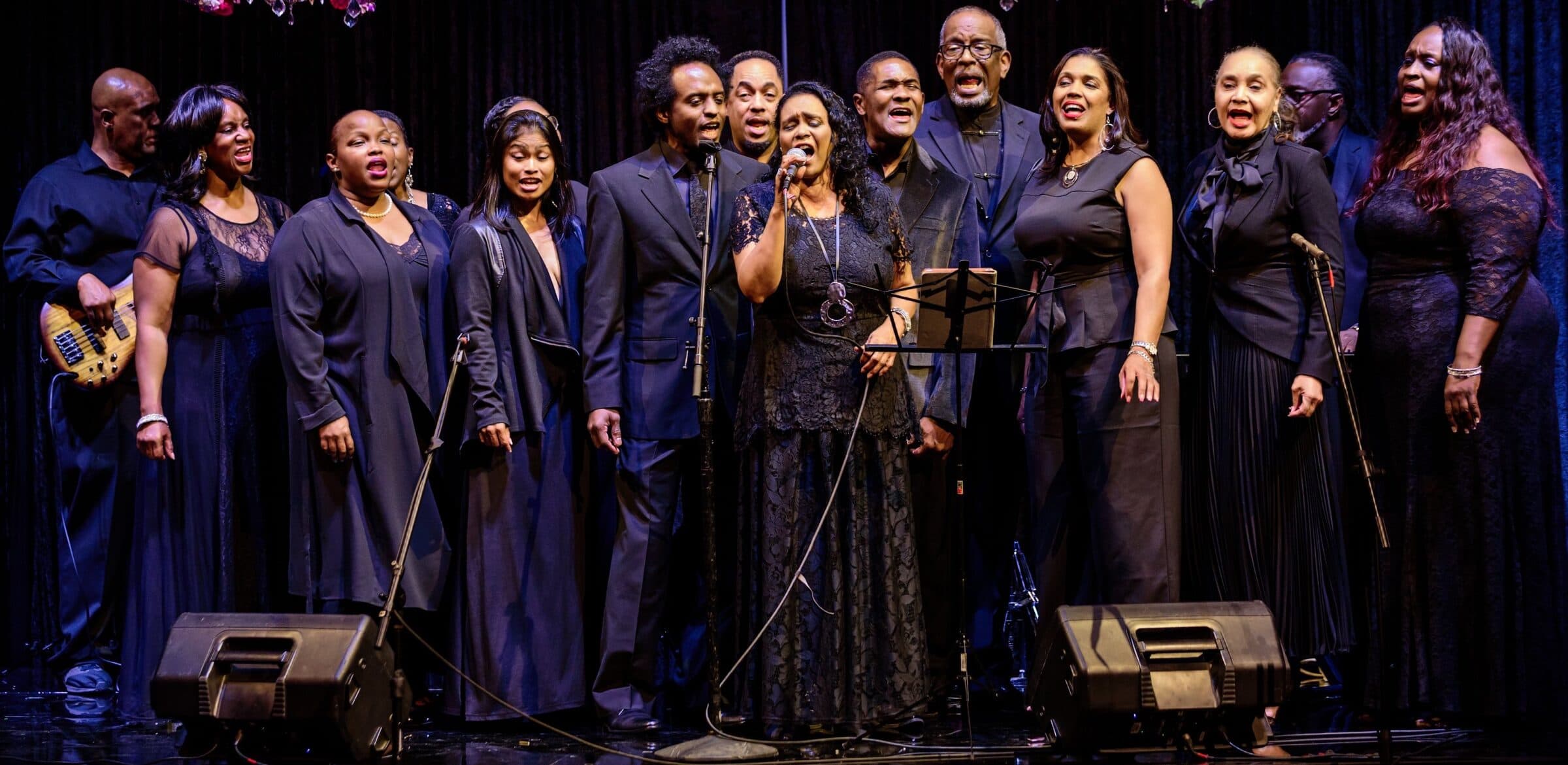 The Inspirations gospel vocal ensemble performing together on stage