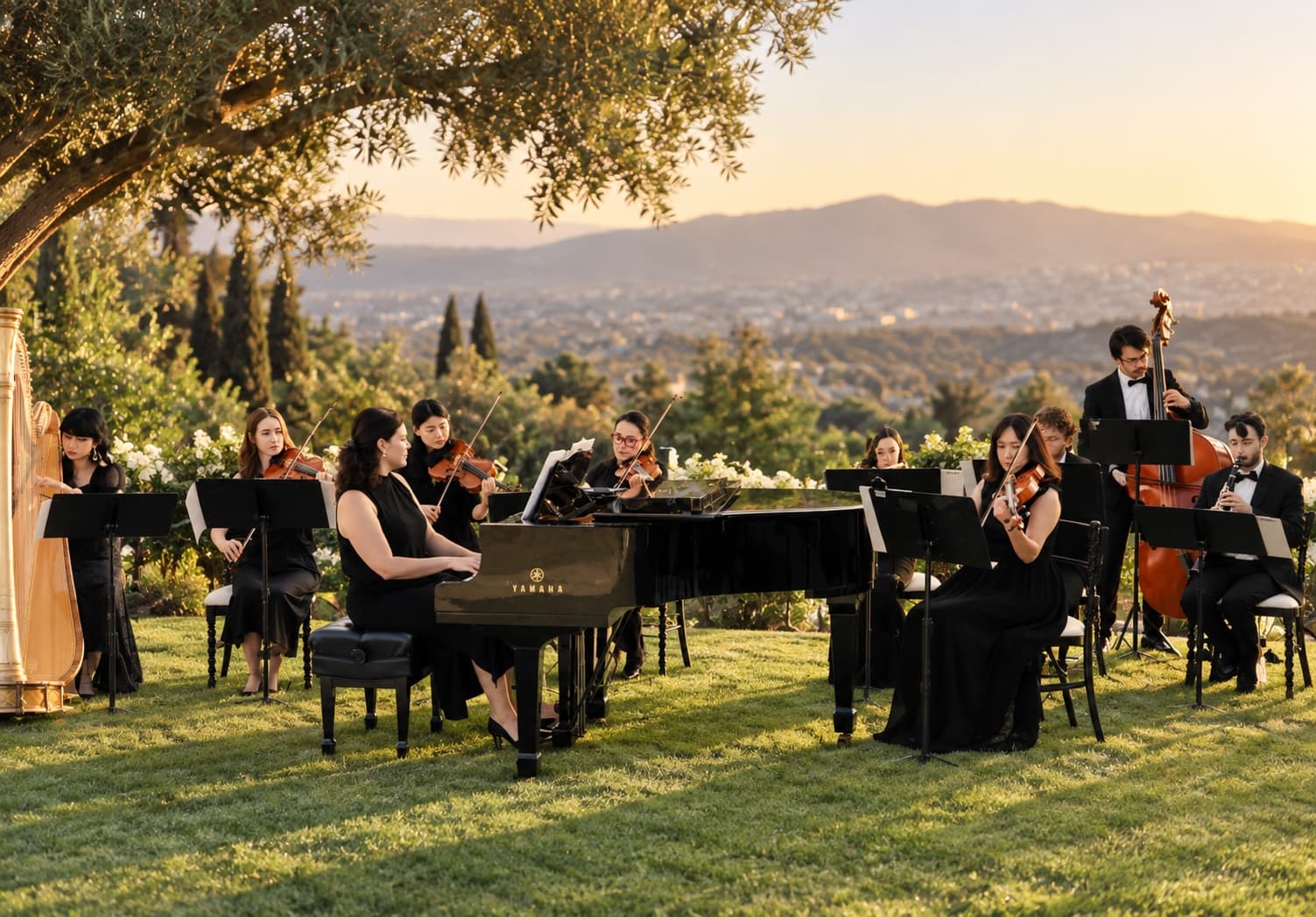 String players from the de Bois Petite Orchestra performing